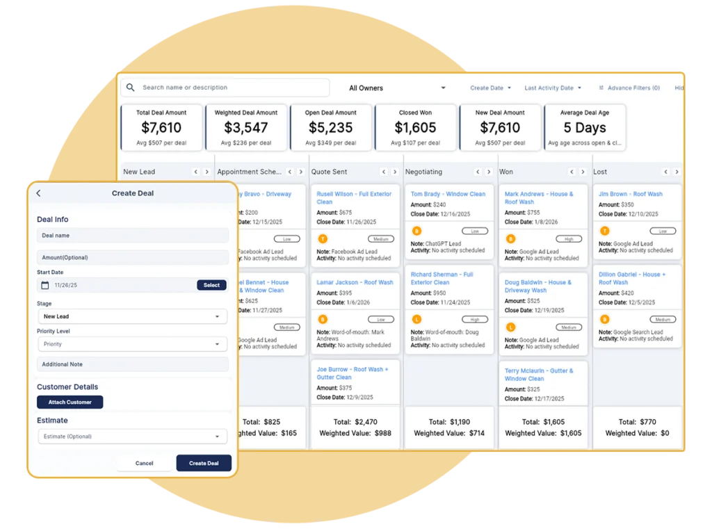 Create custom pipelines in QuoteIQ with stages, probability weighting, and deal creation