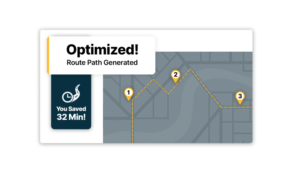 QuoteIQ Route Optimization showing optimized crew routes with efficient path calculation between scheduled job sites