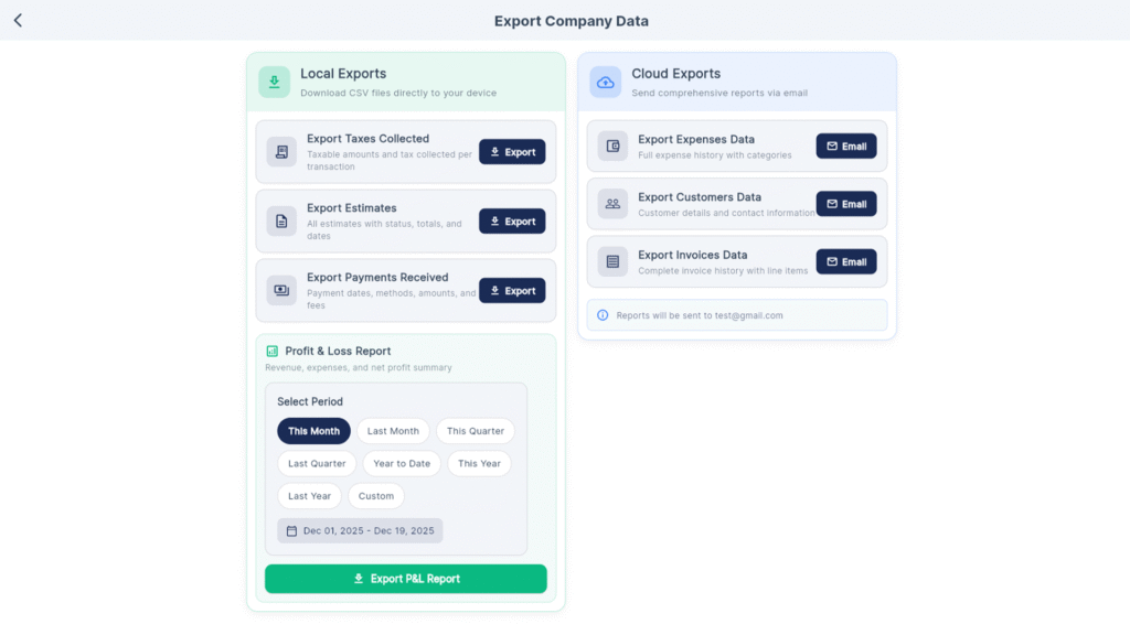 QuoteIQ December 2025 Update: 14 Brand New Features to Run Your Field Service Business Faster 13 Export Company Data