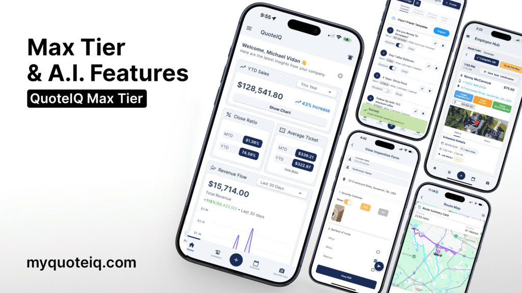 QuoteIQ Max Plan: Unlimited Users + AI-Powered Tools for Scaling Service Businesses 1 QuoteIQ Max Plan